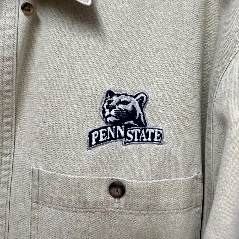 Russell Athletic Tan Casual‎ Button Down Shirt Penn State Embroidered logo - Picture 3 of 5